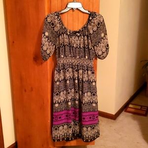 Massimo black/gray/purple lined filmy dress